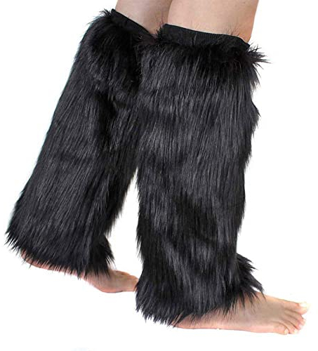 Damen Kunstpelz Plüsch Beinwärmer Flauschige Fell-Beinstulpen Fuzzy Fußabdeckung 1 Paar Beinwärmer Stulpen Legwarmers Warme Socken Stulpen Warme Abdeckung Stiefel für Damen Mädchen Overknee-Socken