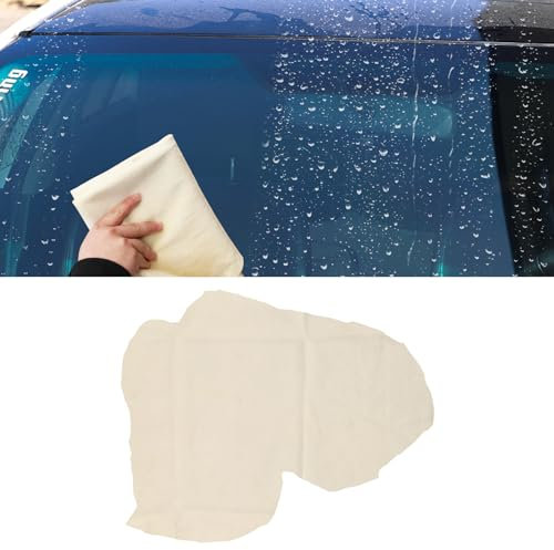 deemars Chamois-Tuch für Auto, Universal Echtes Schafsleder Großes Fensterleder Autotrockentuch, Super saugfähige schnell trocknende natürliche Chamois Autowaschtuch Zubehör Fit Autowäsche (40*60cm)