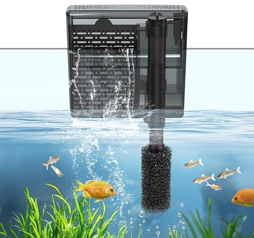 hygger Aquarium HOB Filters Fish Tank Hang On Aquarium Filter, Adjustable Water Flow External Filter Aquarium 105 GPH for 5-15 Gallon Fish Tank