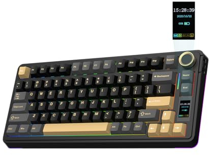 EPOMAKER X Aula EA75 MAX Wireless Gaming Keyboard with Screen & Knob, 5000mAh, Hot-Swap, Lubed Switches, RGB Backlit, Creamy Gasket, 75% Mechanical Keyboard (Black, Reaper Switch)