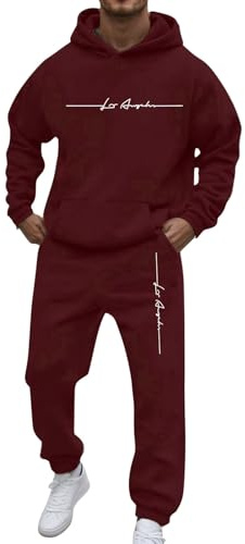 2 Pezzi Tuta Uomo Sportiva Completa LOS ANGELES Firmate Invernale Tuta da Ginnastica due Pezzi Giacca e Pantaloni con Tasche Y2k Tute Complete Invernali Traspirante Corsa Abbigliamento Streetwear,2025
