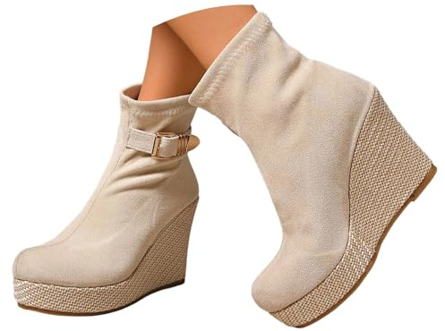 Generisch -Botines de punta redonda con tacón grueso que se deslizan en el interior - Zapatos cómodos y casuales para el día a día