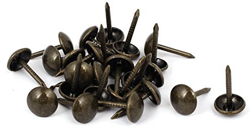 sourcing map Clou Tapissier 8mm x 15mm Rond Tête Punaise Clou Noir Bronzé 25Pcs