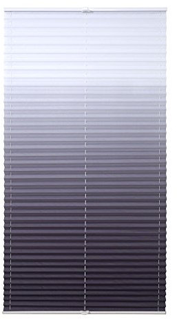 JalousieCrew Klemmfix Plissee mit Farbverlauf Farbe grau - Breite 45 bis 100 cm, Länge 130 cm - Klemm - Rollo ohne zu Bohren (80 x 130 cm)