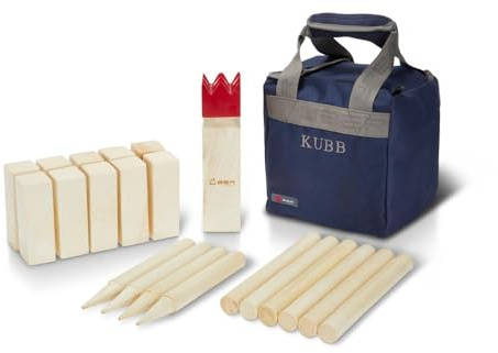 Uber Games - Kubb Drake Wood Garden Lawn Throwing Game - Scandinavian Viking Chess - Complete Set with Canvas Bag