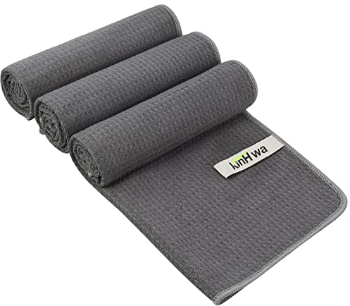 KinHwa Microfibre Gym Towels for Men Women Super Absorbent Sport Fitness Towels Fast Drying Towel for Yoga Camping Travel Hiking 3 Pack 40cm X80cm Grey