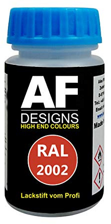 Alex Flittner Designs RAL 2002 - Vernice acrilica Opaca, ad Asciugatura Rapida, 50 ml, Colore: Arancione Scuro