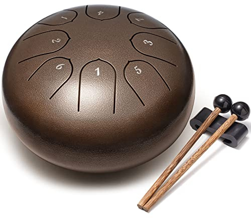 Steel Tongue Drum 6 Inch 8 Notes Musical Instrument, Rain Drum Style Gift