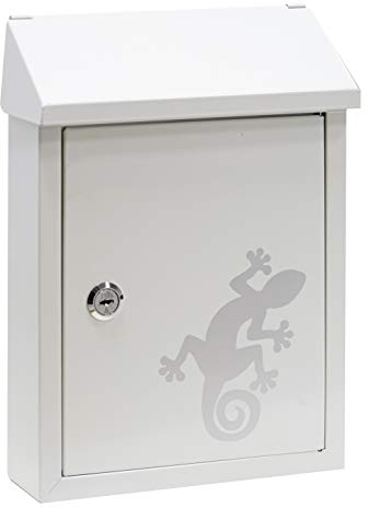 ARREGUI Smart Graphic E5721-SAL Boîte aux Lettres en Acier avec Sérigraphie Décorative « Salamandre », Taille S (Courrier Format A5), avec Fente Arrière, Facile à Installer, Blanc
