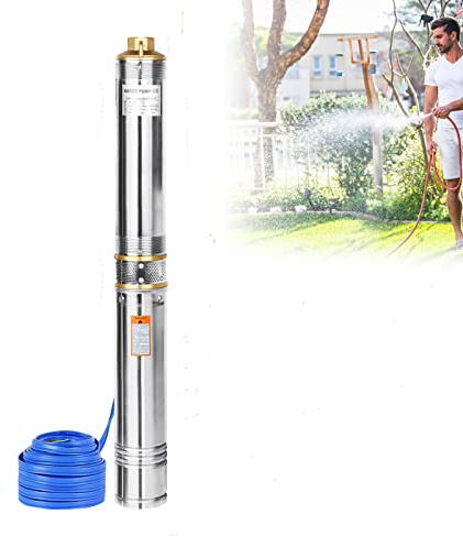 ACXIN Brunnenpumpe Tiefbrunnenpumpe 4 Zoll， - Brunnenpumpe Edelstahl sandkompatibel bis 4.000 l/h Förderleistung, Sandkontrolle Tauchpumpe Durchmesser 92 mm，0,75 kW