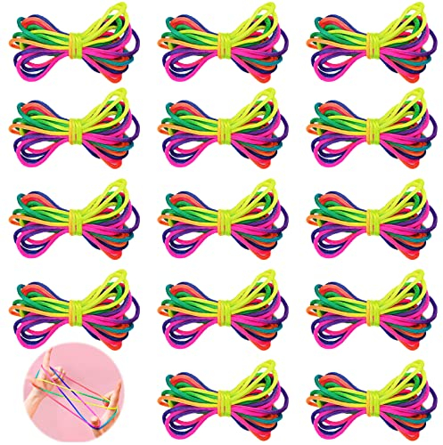 Scettar 14 Stück fadenspiel fingerspiel，160cm langes Regenbogen Fingerspiel Kinder Seilspielzeug，fingertwist für kindermit Anleitung， mitgebsel Kindergeburtstag ab 4 Jahren