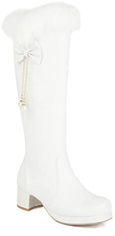 pitashe - Stivali invernali da donna con tacco, con tacco alto e tacco alto, in peluche, colore nero, 41, bianco, 40 EU
