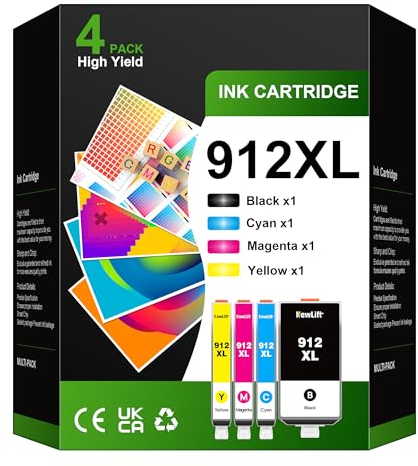 NewLift 912 912XL Druckerpatronen Kompatibel für HP 912 XL Multipack für HP OfficeJet 8010 8012 8013 8014 8015 8017 OfficeJet Pro 8020 8021 8022 8023 8024 8025,Nicht verfügbar für HP+e(4er-Pack)