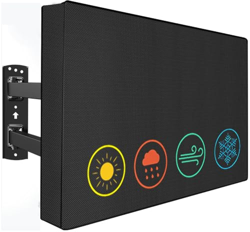 Waterproof Outdoor TV Covers for 55 to 58 inches Outside TV, 600D Thick Fabric TV Screen Protector Cover with Remote Control Pocket - Size 55''W x 35''H x 5.5''D