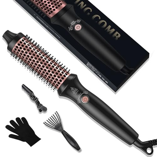 Thermal Brush for Hair - 32mm Heated Round Brush, UKLISS 3 in 1 Hot Hair Brush, Heated Hair Brush with 320-400°F, Hot Brushes Create Root Volume & Loose Curls & Bob Hairstyles, Double Voltage
