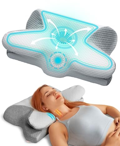 VAYDEER Almohada Cervical de Espuma Viscoelástica, Almohada Ortopédica para Soporte de Cuello, Ergonómica para Dormir de Lado, Boca Arriba y Boca Abajo, Alivio del Dolor y Máxima Comodidad