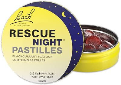 Rescue Night Pastilles | Blackcurrant Flavoured | Natural Bedtime Support | Bach™ Original Flower Essences | Chewable pastilles | Help Prepare for a Restful Sleep | 50g tin
