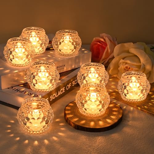 Apritsce 12PCS Teelichthalter, Teelichtgläser Set, Kerzengläser Teelichter Halter, Teelichtgläser Vintage, Transparenter Teelichthalter Set für Weihnachten Tischdekoration Heimdekoration Deko (Stil 2)