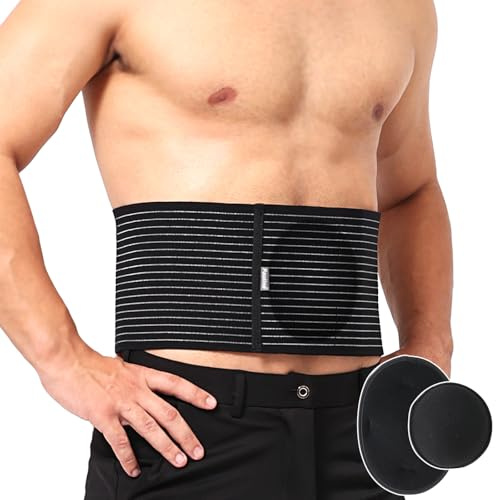 Pauline Umbilical Hernia Belt with 2x Compression Pads, Abdominal Support Binder for Men & Women Belly Compression/Incisional, Femoral, Spigelian Hernia Post Surgery Pain Relief (L/XL)