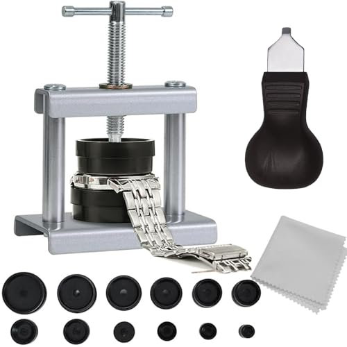 Uhr Presse Set für Uhren Reparatur, Uhr Batteriewechsel Werkzeug, Uhr Presse Set für Uhren Reparatur, Uhr Reparatur Werkzeug mit 12 Matrizen, Batteriewechsel Set für Uhren für Batteriewechsel