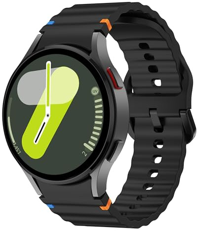 Silikonband för Galaxy Watch 7 40 mm 44 mm, 20 mm sportarmband armband för Samsung Galaxy Watch 7 40 mm 44 mm/Galaxy Watch 5 Pro 45mm/Galaxy Watch 6 40 mm 44mm/Galaxy Watch 6 Classic 43mm 47mm, svart