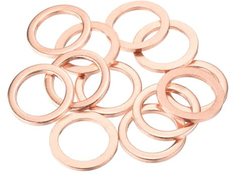 QUARKZMAN 12 Pièces Rondelles Plates en Cuivre, Rondelles d'Écrasement Plates Métriques en Cuivre Amélioré, 16x22x2mm, pour Raccords Hydrauliques Vis Écrou Réparation Électronique