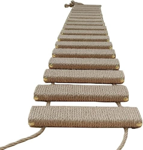 Escalera de puente para gatos montada en la pared, marco de escalada de cuerda de sisal con hamaca, muebles de pared para gatos, torre de poste rascador para gatos de interior para jugar, trepar y