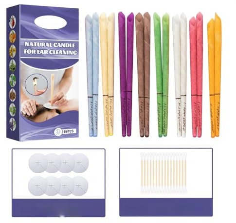 16 Pezzi Candele Per Orecchie, Candele Per Cerume, Candeles Coniche, Rimozione Del Cerume, Pers Rilassare La Pelle, Ridurre Lo Stress, Migliorare Il Sonno