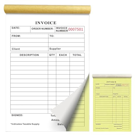 Libro delle fatture duplicato senza carbone, numerazione sequenziale, contabilità contabile, planner finanziario portatile multiuso, registro delle spese, a prova di sbavature, con retro rigido, per
