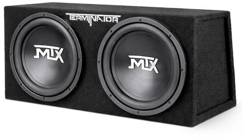 MTX Dual 12-Inch Subwoofers with Loaded Enclosure, 1200W Max Power, 400W RMS, Terminator - Car Audio Subwoofer and Speaker System with Deep Bass Sound