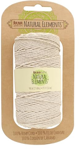 The Beadsmith 100% Hemp Cord – Natural Color – 2mm, 197 Foot Spool, 48LB Test Strength – Twine for Jewelry Making, Macrame, Paper Crafts, Gardening, Scrapbooking, Home Décor, DIY String Art & More