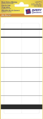 Avery Zweckform L4805-5 Einzel-Ordner-Etiketten, 192 x 38 mm, 5 Blatt/10 Etiketten, weiß