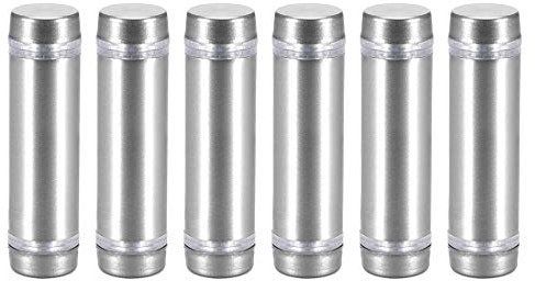 sourcing map 1/2 Diamètre x 1-3/4(12x44mm) Double Tête Écartement Vis Paroi Montage Panneau Supports Acrylique Verre Clous 6pcs