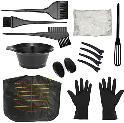 Tintura per capelli set,Professionale Kit Salon Tinta Capelli Pennello Colore con Ciotola Pettine Guanto Copri orecchie Forcine capelli berretto Agitatore per DIY Home Hair Colouring Brush Bowl Set