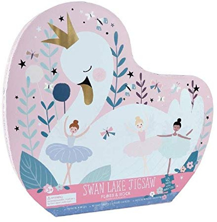 Floss & Rock 42P6325 Enchanted Swan Shaped Jigsaw with Shaped Box, 40-Piece Set