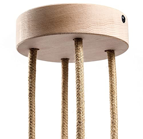 creative cables - Kit rosone cilindrico in Legno a 4 Fori - Neutro