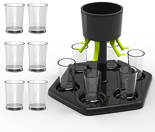 LSAMA Schnapsspender und Halter, Schnapsverteiler mit 6 Schnapsgläser, Wasserspender Ausgießer Perfekt als Party Shot Dispenser zum Abfüllen von Getränken Schnapsgläser Dispenser