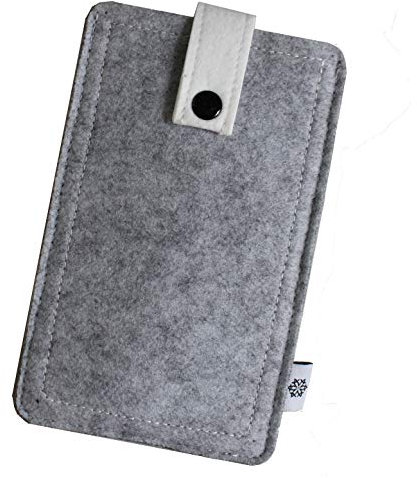 Davii Handy Filztasche kompatibel mit Cubot King Kong 5 / Note 9, Handytasche Einsteck Etui mit Band, Robust, weich, Rundumschutz Hell Grau - XL