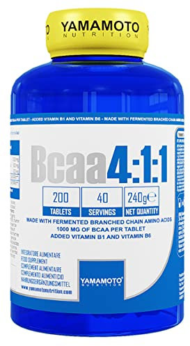YAMAMOTO Bcaa 4:1:1 200 compresse + vitamina B1 e B6 - aminoacidi ramificati 411 per aumento massa muscolare