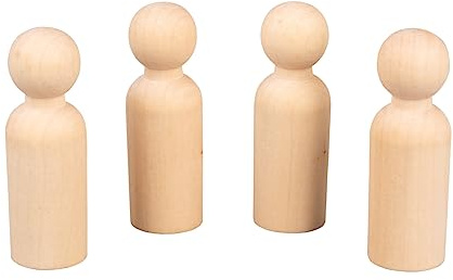 Rayher Figuras madera cónicas, 4 ud, 7,7 cm, 2,4 cm ø, manualidades y decoración navideña, 64536505