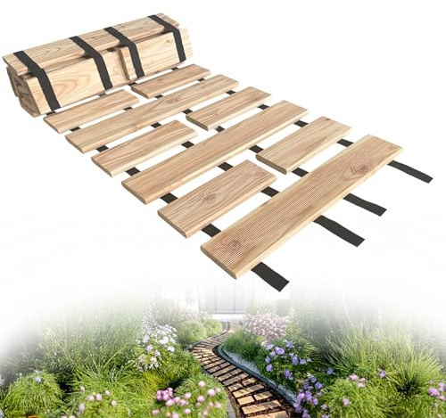 Floranica Percorso da giardino arrotolabile 50cm x 6 m Non impregnato tagliabile legno di larice Pavimento in legno srotolabile