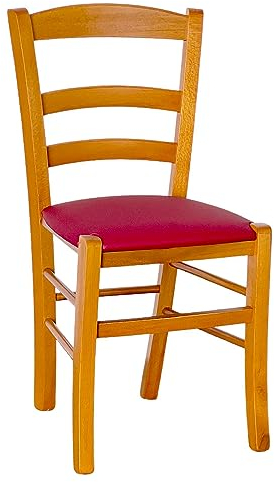 okAffareFatto di Zimbardi Costanza Silla de madera paisana cerezo con asiento de piel sintética roja