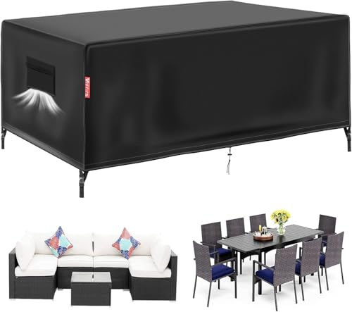 VniYors Funda Mesa Exterior Impermeable, 420D Tela Impermeable Resistente Al Polvo Y Al Desgarro, Aplicable A Mesa Jardin Exterior Muebles (180×120×74cm)