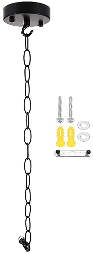 Angoily 1 Set Heavy Duty Black Ceiling Canopy Plate with 50Cm Chain for Pendant Light Fixture and Home Decor (Black)