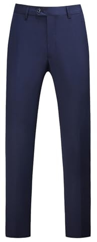 Pantalon de costume pour homme - Pantalon habillé uni, coupe régulière, jambe droite, léger et confortable, taille extensible, devant plat, XXXXXXL, bleu marine, 4XL
