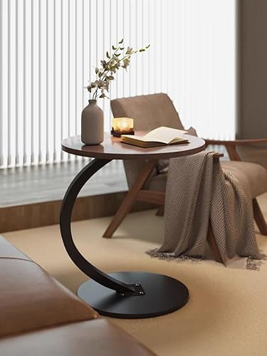 ZOYIZEN Side Table Wooden, End Table C-shaped Support, 40 * 60 CM （Ø*H）, Side Table Living Room Office, Round Coffee Table