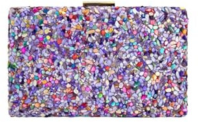 MODELISA - Bolso Clutch Cartera De Mano Cadena De Hombro Piedras Boda Noche Evento Mujer (Violeta)