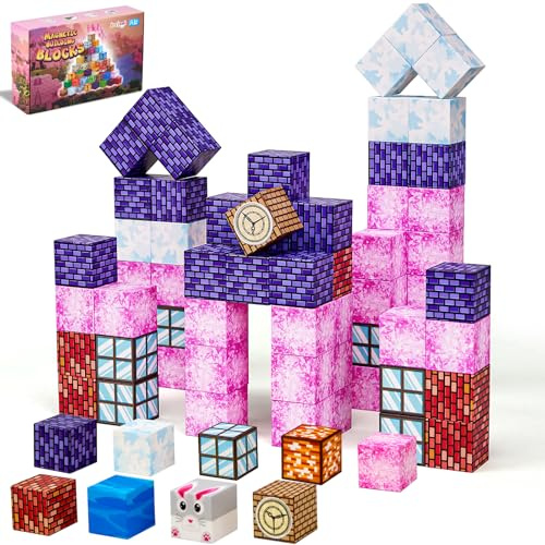 JOEJONI Magnetiska byggstenar, 80 stycken magnetiska leksaker för barn, magnetiska byggblock, Montessori magnetiska leksaker för från 3+ år, kreativa barnleksaker