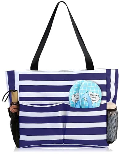 XINGYATU Grand Sac de Plage XXL Imperméable avec Fermeture Éclair, Sac Plage Pliable et Léger, Sac de Plage Multi-Poches de Grande Capacité, Parfait pour Piscine, Shopping, Voyage, Vacances, Gym