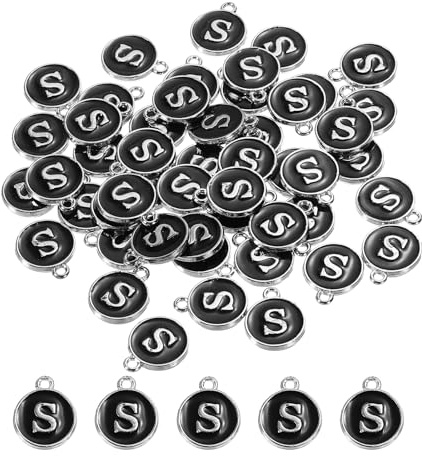 QUARKZMAN Bokstav emalj bokstavsberlock smycke emalj initialberlock svart hänge för smyckestillverkning, armband, hantverk, förpackning med